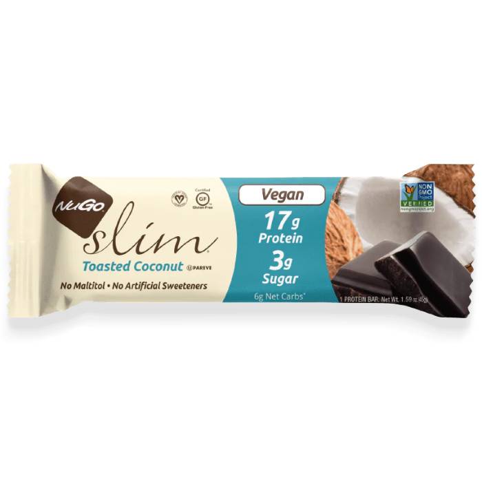 NuGo - Slim Crunchy Bar Toasted Coconut, 45g  Pack of 12