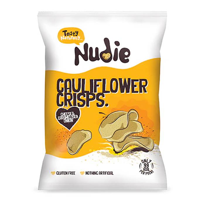 Nudie - Caulifower Crisps with Cheese and Caramelised Onion 20g - Pack of 24