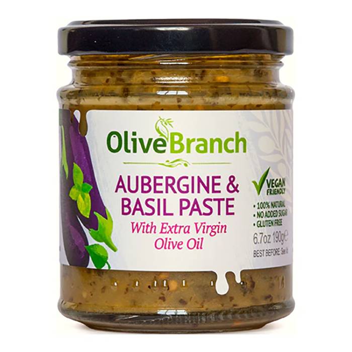 Olive Branch - Aubergine & Basil  Mezze Paste, 190g - Pack of 6