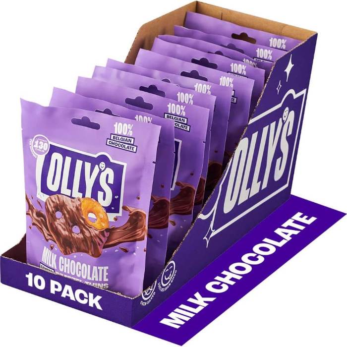 Olly's - Pretzel Thins - Salted Milk Chocolate, 90g  Pack of 10