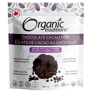 Organic Traditions - Organic Chocolate Coated Nibs with Maca, 200g