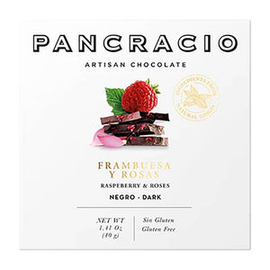 Pancracio Chocolate - Dark Chocolate Bar With Raspberry and Roses | Pack of 20 | Multipl Sizes