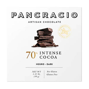 Pancracio Chocolate - Intense Cocoa 70% Dark Chocolate Bar, 40g | Pack of 20