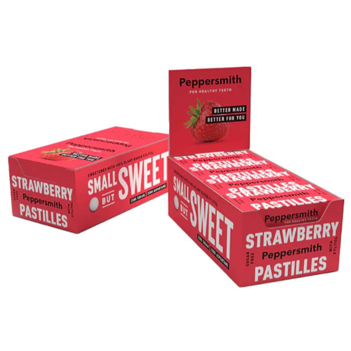 Peppersmith - 100% Xylitol Strawberry Pastilles, 15g  Pack of 12