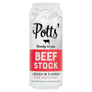 Potts - Potts' Beef Stock 100% Recyclable Can, 500ml | Pack of 8