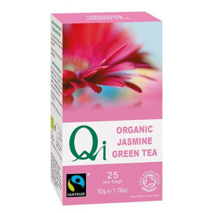 Qi Teas - Organic Jasmine Loose Leaf Tea Bags, 25 Bags | Pack of 6