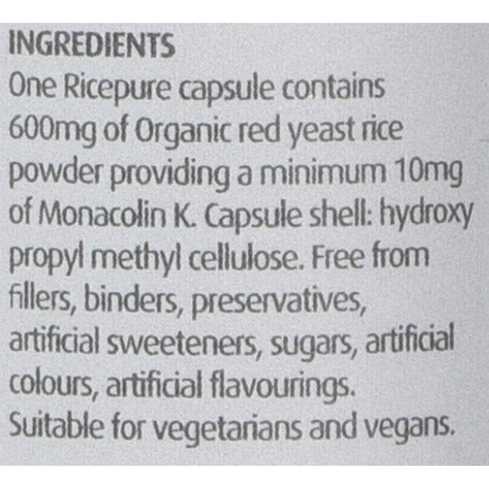 Ricepure - Red Yeast Rice One A Day, 30 Capsules, 30 Capsules - Back