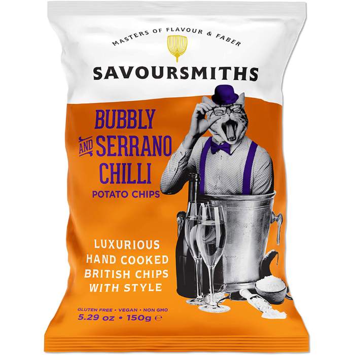 Savoursmiths Crisps - Bubbly and Serrano Chilli Potato Crisps, 150g  Pack of 12