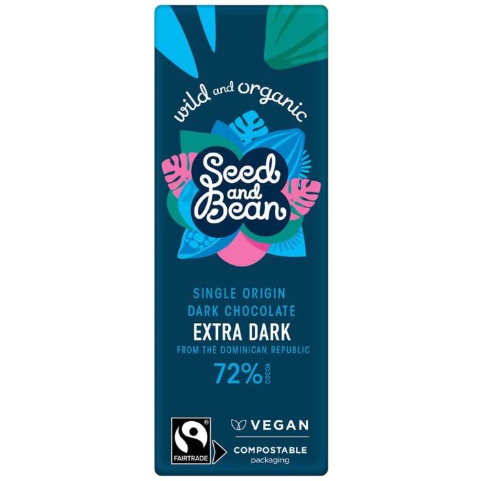 Seed & Bean - Dark 72% Bar, 25g  Pack of 30