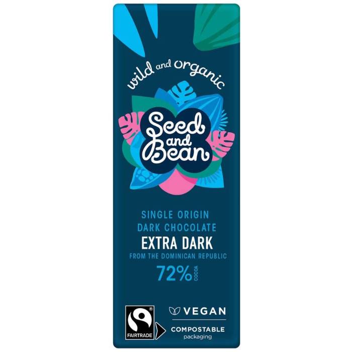 Seed & Bean - Dark 72% Bar, 25g  Pack of 30