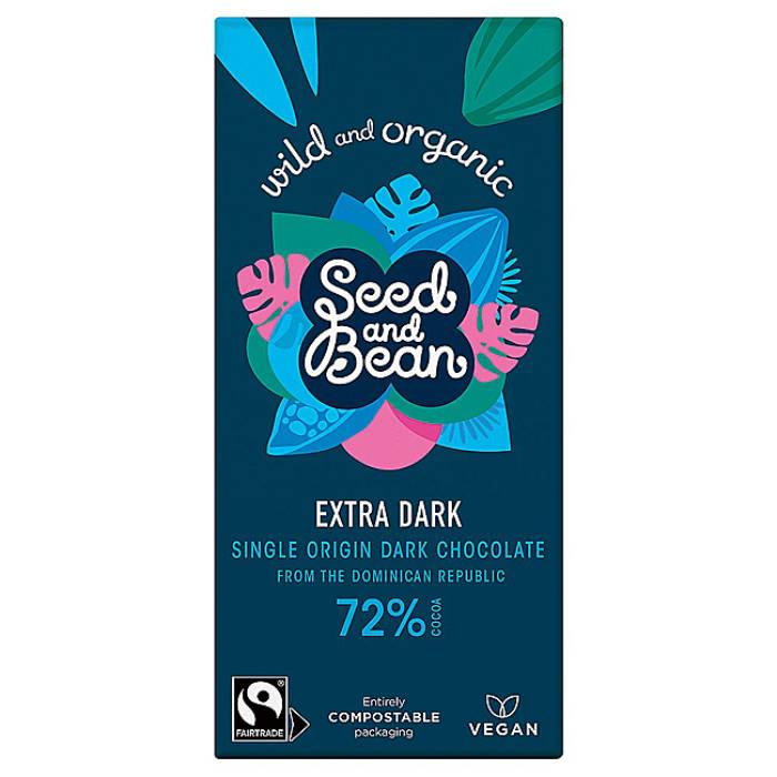 Seed & Bean - Organic Single Origin Dark Chocolate Bars Organic and Fairtrade Dark 72% Pack of 10, 85g