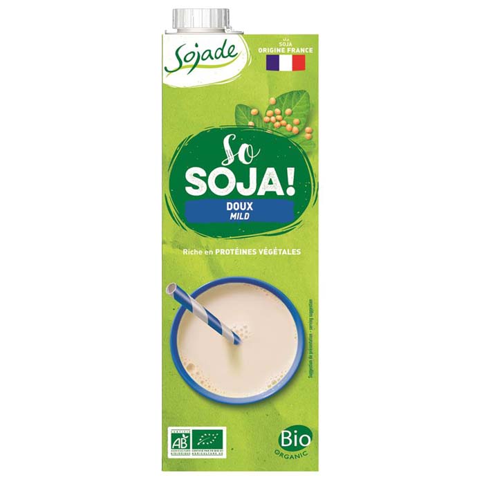 Sojade - Organic Mild Sweetened Soya Drink + Apple Juice Blue, 1L  Pack of 8