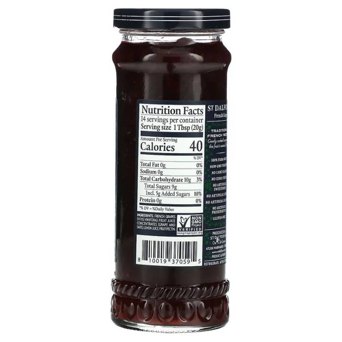 St Dalfour - French Grape Spread, 284g - Back