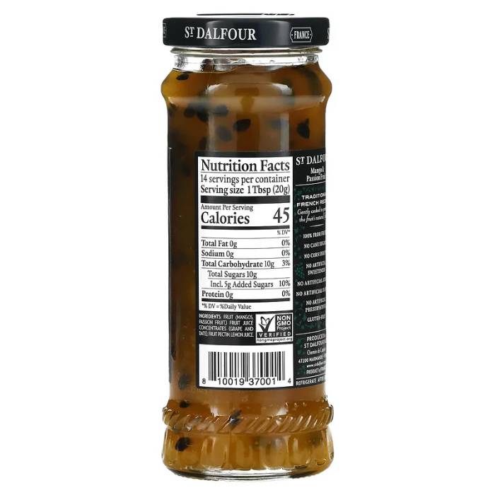 St Dalfour - Mango & Passion Fruit Spread, 284g - Back