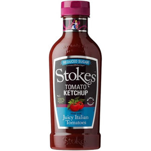 Stokes - Reduced Sugar Tomato Ketchup SQUEEZY, 475g | Pack of 10