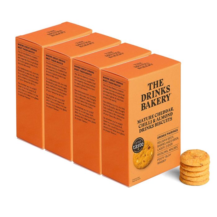 The Drinks Bakery - Mature Cheddar, Chilli & Almond, 110g - Pack of 4