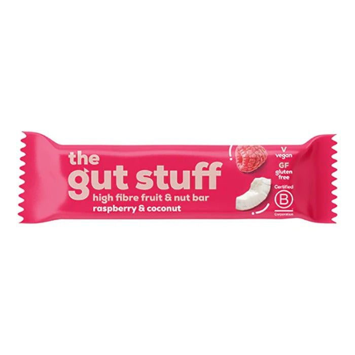 The Gut Stuff - Raspberry & Coconut High Fibre Fruit & Nut Bar, 35g - Pack of 12