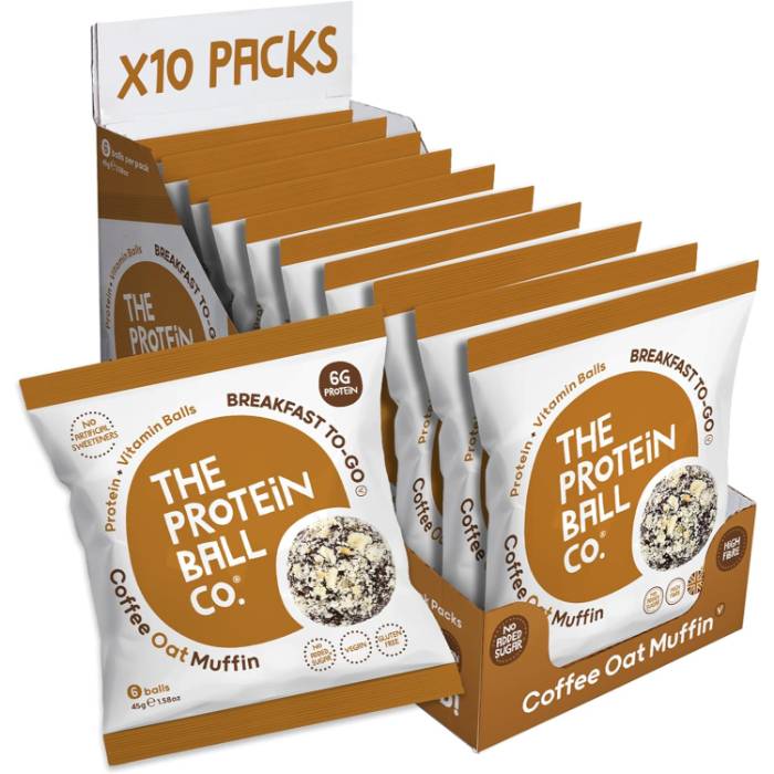 The Protein Ball Co - Protein + Vitamin Balls Coffee Oat Muffin, 45g  Pack of 10