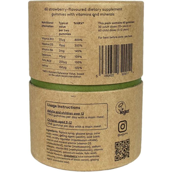 Vegums - Vegan Multivitamin Gummies, 1 Month Supply - 60 Count - Back