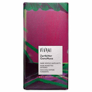 Vivani - Organic Dark Chocolate Bar with Hazelnuts, 100g | Pack of 10