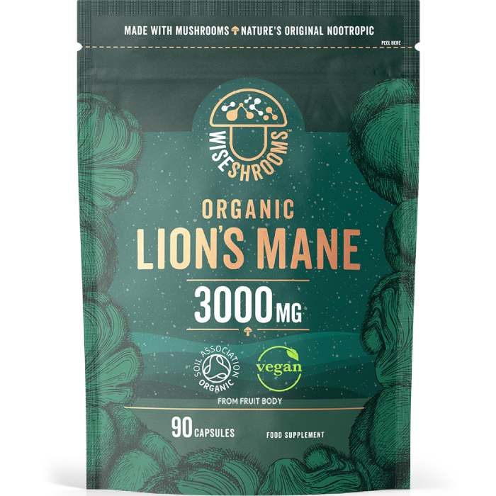 Wiseshrooms - Organic Lions Mane 3000mg, 90 Capsules