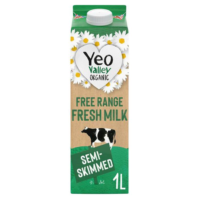 Yeo Valley - Organic Milk Semi Skimmed, 1L - Pack of 6