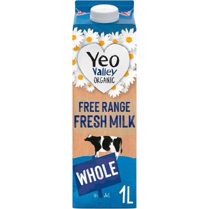Yeo Valley - Organic Whole Milk, 1L  Pack of 6