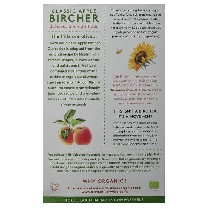 Alara - Organic Classic Apple Bircher Muesli - 450g - back