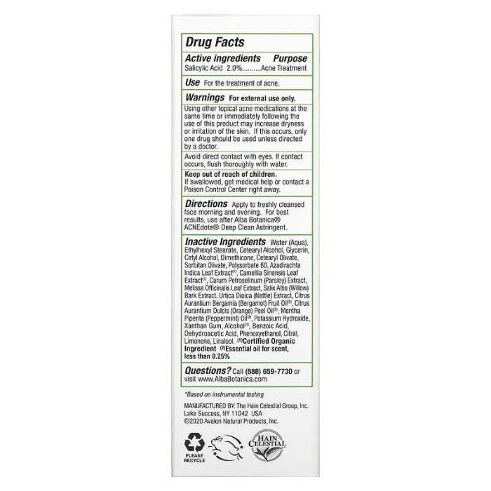Alba Botanica - Acnedote Oil Control Lotion, 57g - back