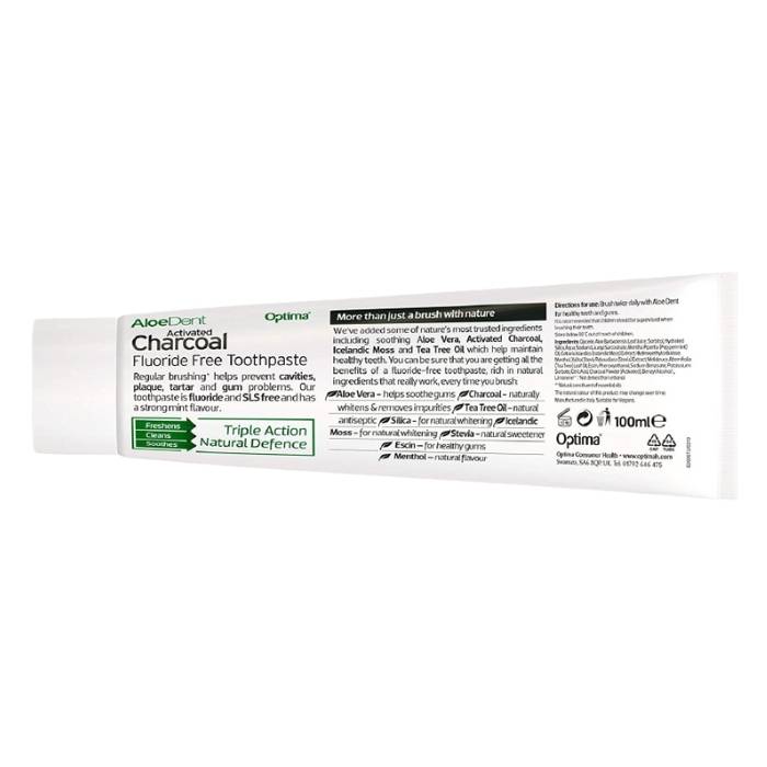 AloeDent - Triple Action Charcoal Toothpaste, 100ml - Back