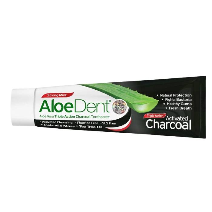 AloeDent - Triple Action Charcoal Toothpaste, 100ml - Front