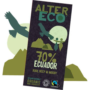 Alter Eco - Organic Dark Chocolate 75% Ecuador, 100g | Pack of 14