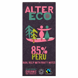 Alter Eco - Organic Dark Chocolate 85% Peru, 100g | Pack of 14