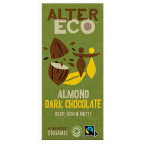 Alter Eco - Organic Dark Chocolate and Almonds, 100g | Pack of 14