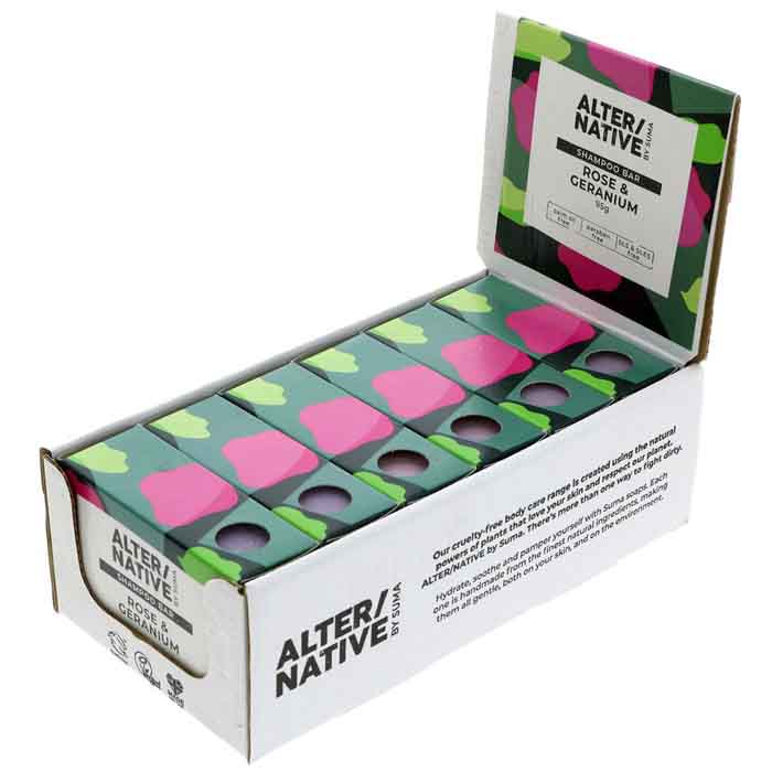 AlterNative by Suma - Rose & Geranium Shampoo Bar, 95g  Pack of 6