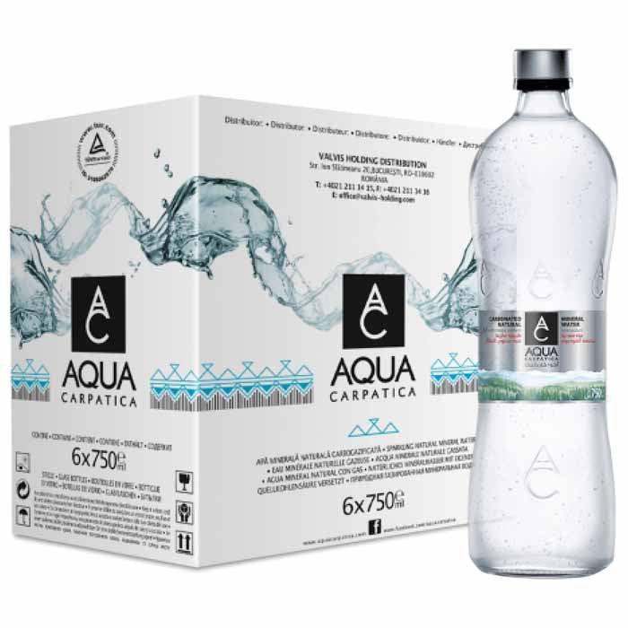 Aqua Carpatica - Low Sodium Sparkling Natural Mineral Water, 750ml - 6 Pack