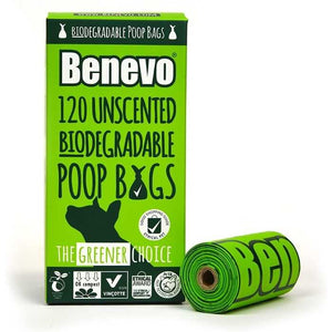 Benevo® - Unscented Biodegradable Poop Bags, 120 Bags