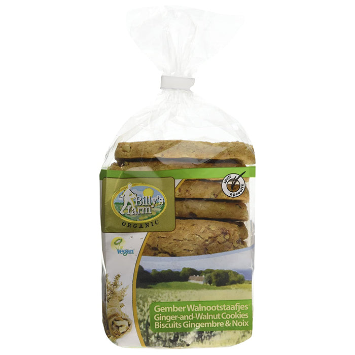 Billy's Farm - Organic Spelt Cookies - Ginger & Walnut, 175g