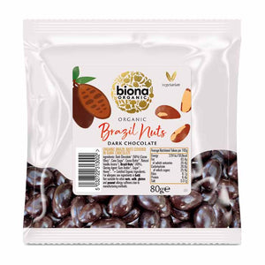 Biona - Organic Dark Chocolate Coated Brazil Nuts, 80g | Multiple Sizes