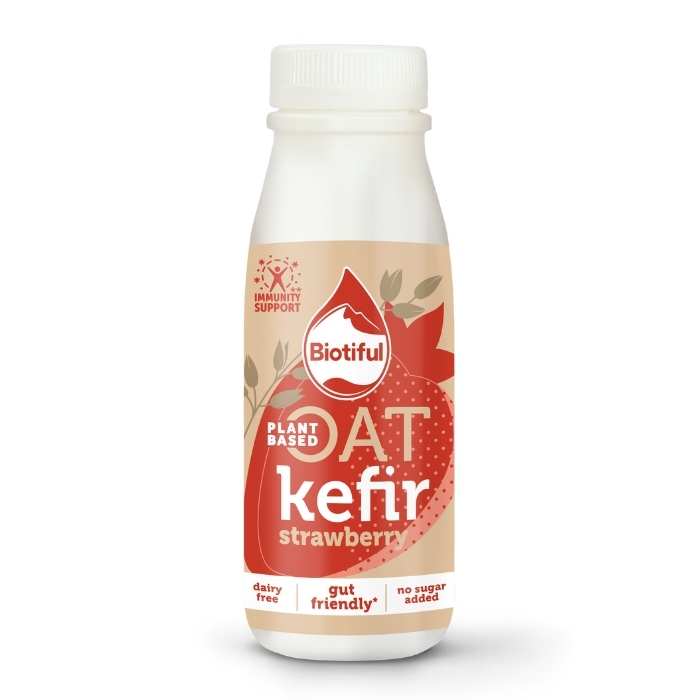 Biotiful - Plant-Based Oat Kefir Strawberry, 250ml - front
