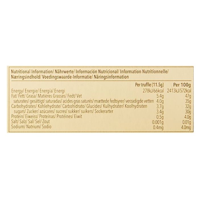 Booja Booja - Organic Twelve Truffle Gift Collection Fine de Champagne, 138g - Nutritional Information