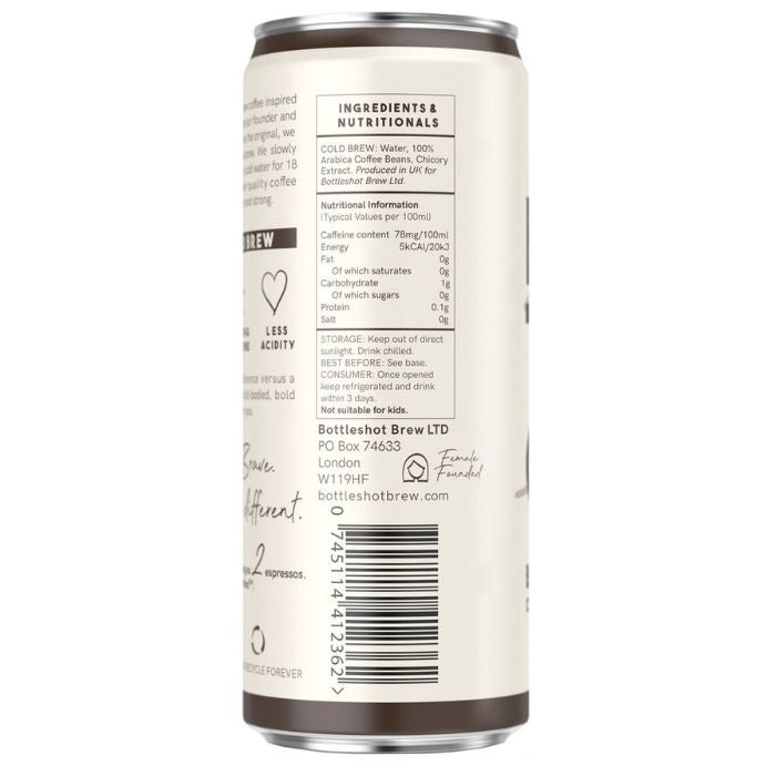 Bottleshot Brew - Cold Brew Coffee Black, 250ml - back