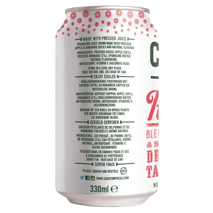 Cawston Press - Rhubarb Sparkling Water 330ml - back