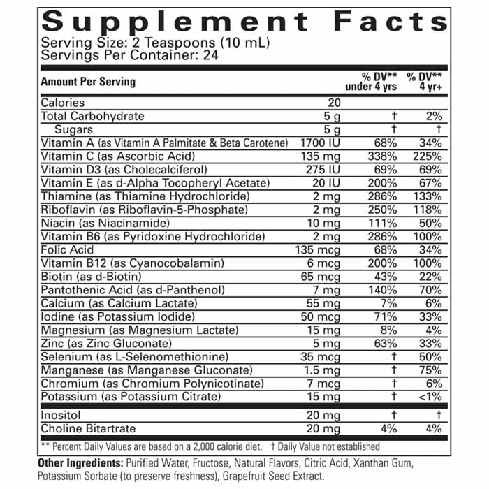 ChildLife Essentials - Multi Vitamin & Mineral OrangeMango Flavour, 240ml - back