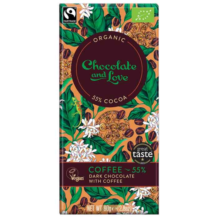 Chocolate And Love - Organic - Coffee 55% Dark Chocolate, 80g  Pack of 14
