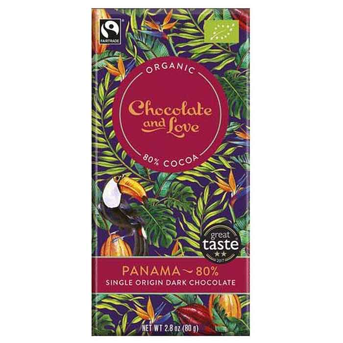 Chocolate And Love - Organic - Panama 80% Dark Chocolate, 80g  Pack of 14