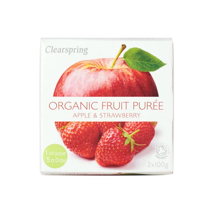 Clearspring - Organic Fruit Puree - Organic Apple & Strawberry Puree, 2x100g