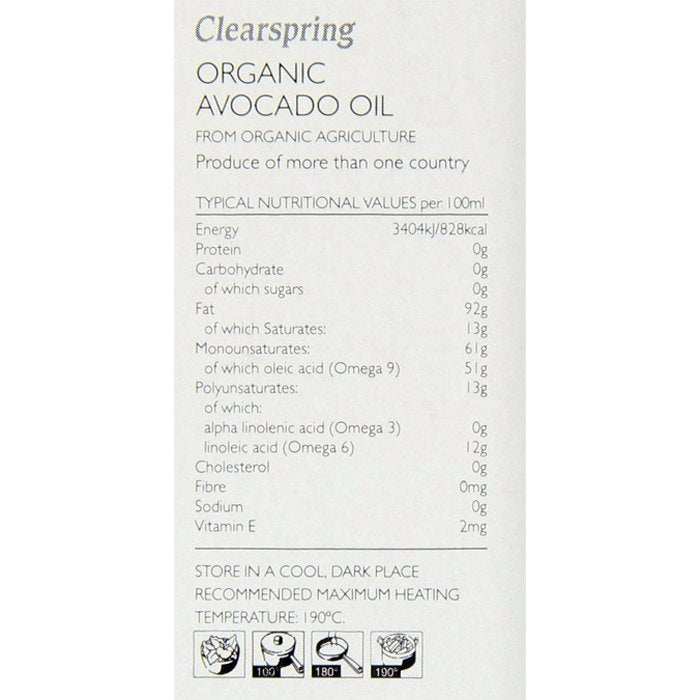 Clearspring Wholefoods - Organic Avocado Oil, 250ml - back