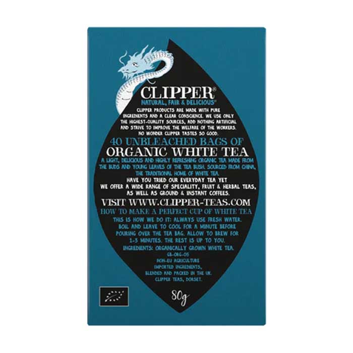 Clipper - Organic White Tea, 40 Bags - back