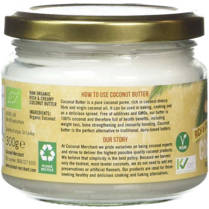 Coconut Merchant - Raw Organic Coconut Butter Jar (300g) - back